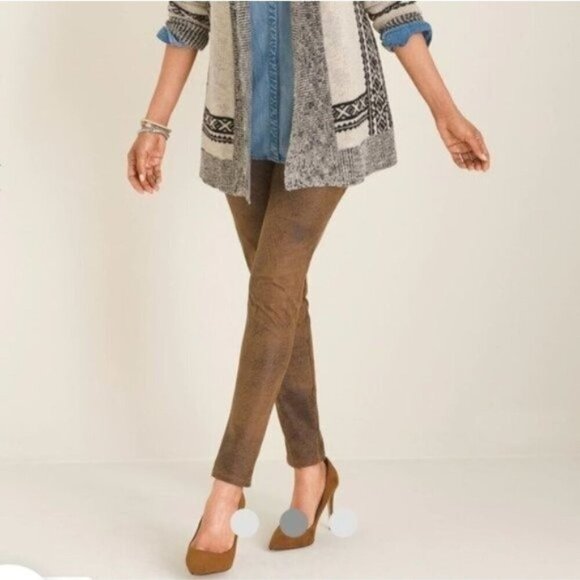 Chico's Pants - NWT Chico's Faux-Suede Worn Luggage Slim Pants